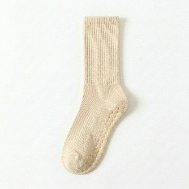 Weiche, gerippte Yoga-Socken aus Baumwollmischgewebe (4 Paar) - Beige + Gelb + Lila + Schwarz - EU35-40 (US2-7) - image 4