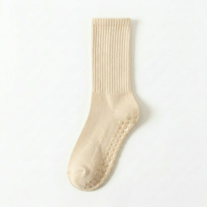 Weiche, gerippte Yoga-Socken aus Baumwollmischgewebe (4 Paar) - Beige + Gelb + Lila + Schwarz - EU35-40 (US2-7) - image 4