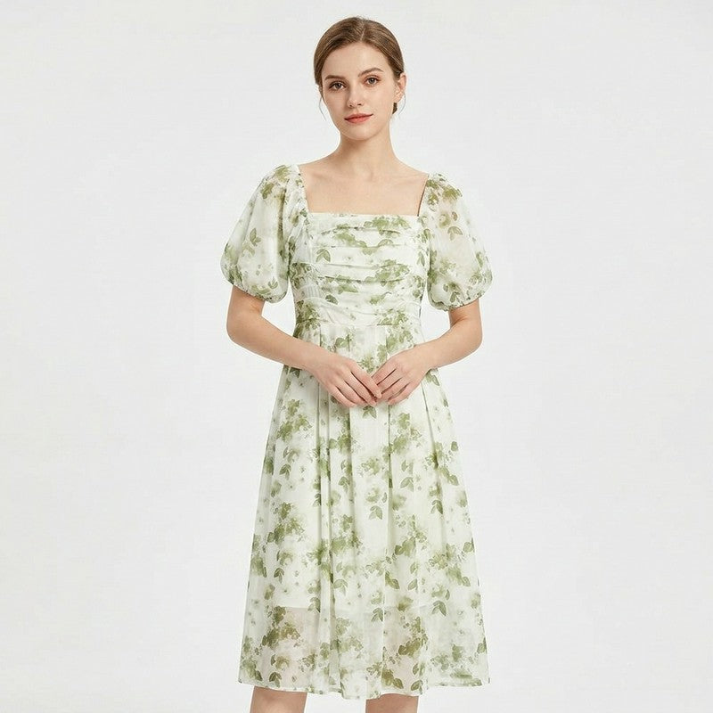 Botanisches Midikleid mit eckigem Ausschnitt - image 2