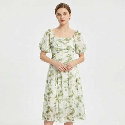 Botanisches Midikleid mit eckigem Ausschnitt - image 2