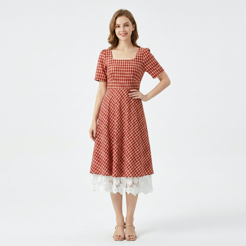 Vintage Maxikleid aus Gingham-Spitze - image 7