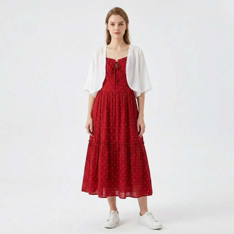 Romantisches zweiteiliges Set mit gepunktetem Kleid - image 3