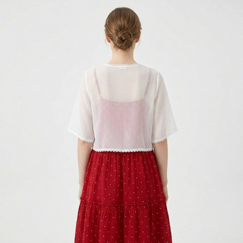 Romantisches zweiteiliges Set mit gepunktetem Kleid - image 5