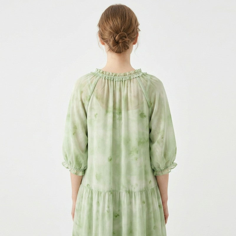 Romantisches Maxikleid mit Rüschen und Bindekragen - image 9