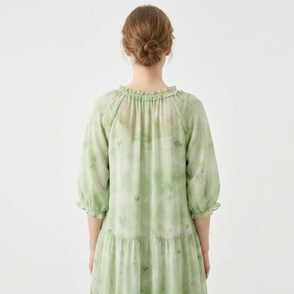 Romantisches Maxikleid mit Rüschen und Bindekragen - image 9