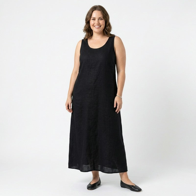 Lässiges ärmelloses Baumwoll-Midikleid - image 3
