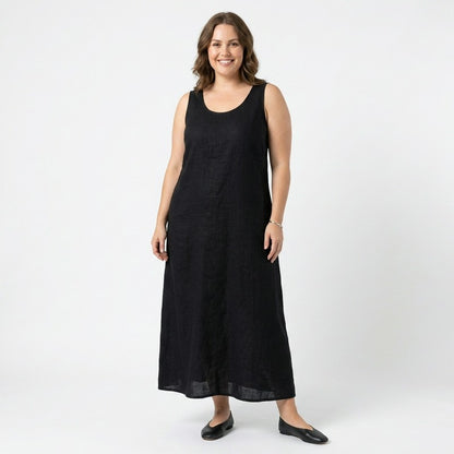 Lässiges ärmelloses Baumwoll-Midikleid - image 3