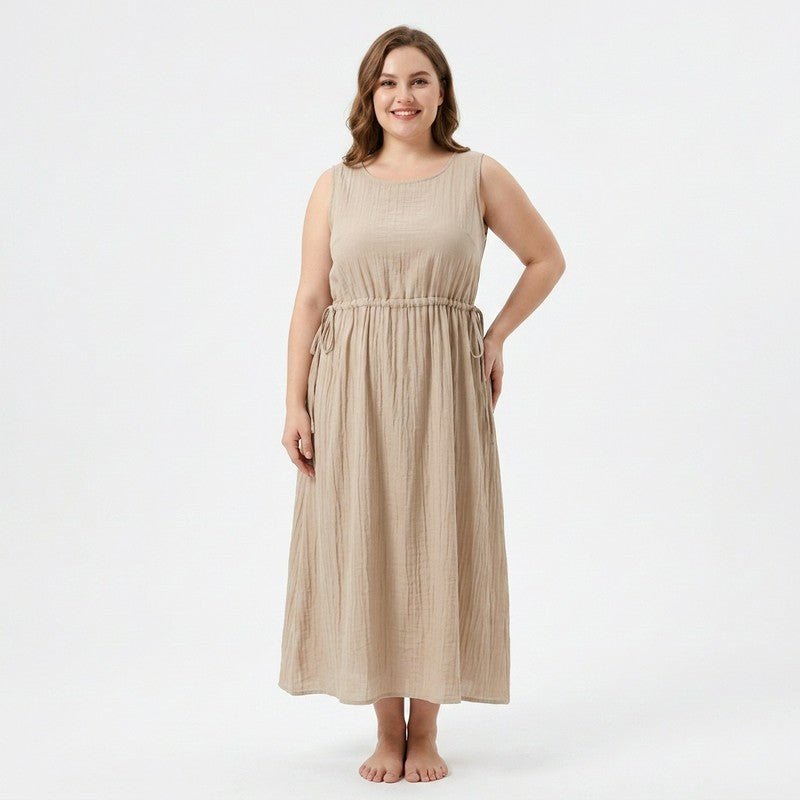 Ramie Lyocell Midikleid mit Kordelzug - image 6