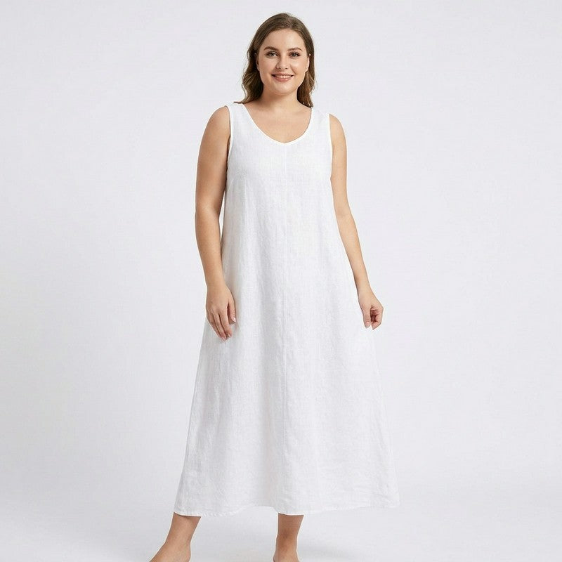Lässiges ärmelloses Baumwoll-Midikleid - image 6