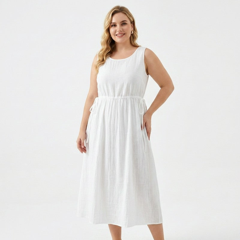 Ramie Lyocell Midikleid mit Kordelzug - image 1