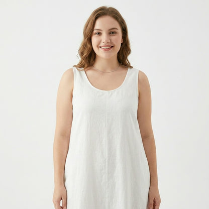 Lässiges ärmelloses Baumwoll-Midikleid - image 8