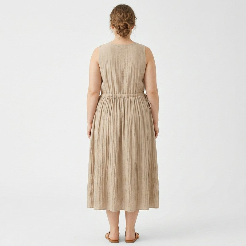 Ramie Lyocell Midikleid mit Kordelzug - image 7