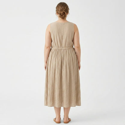 Ramie Lyocell Midikleid mit Kordelzug - image 7