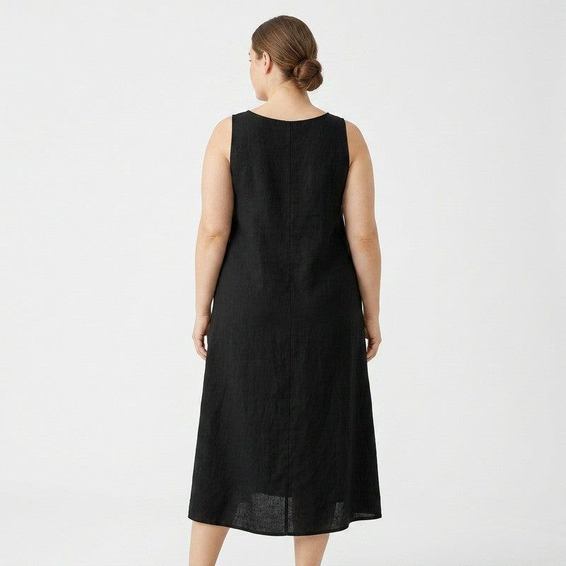Lässiges ärmelloses Baumwoll-Midikleid - image 4