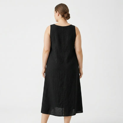 Lässiges ärmelloses Baumwoll-Midikleid - image 4