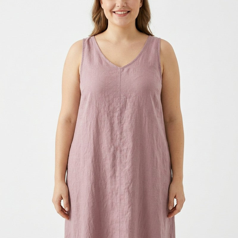 Lässiges ärmelloses Baumwoll-Midikleid - image 10