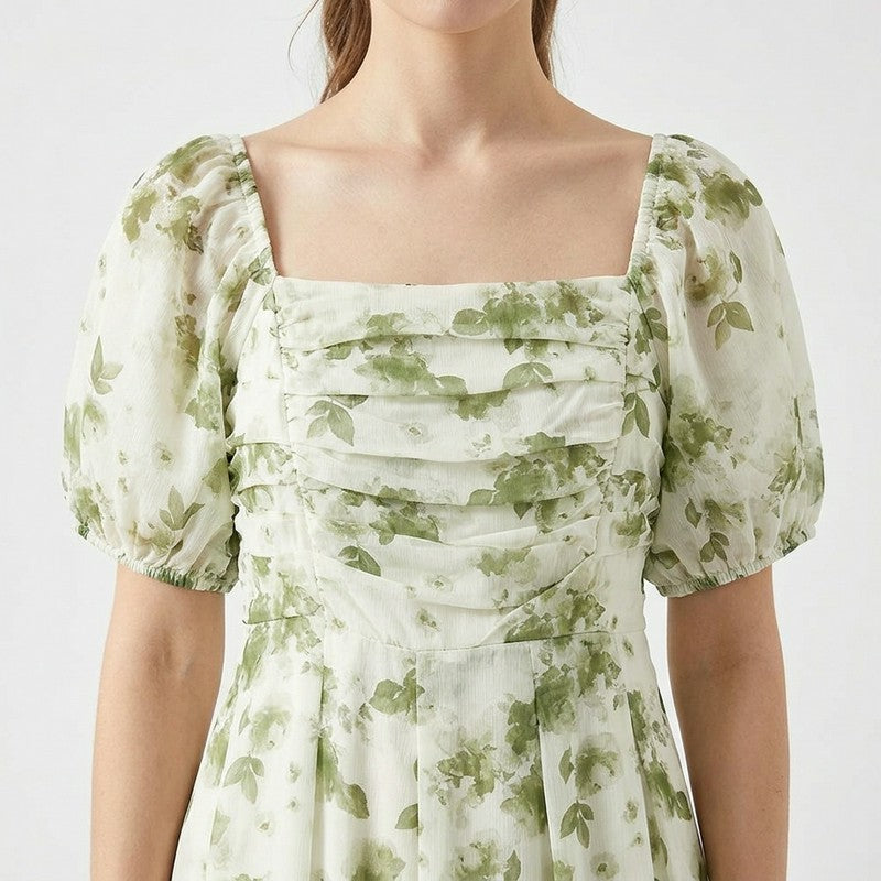 Botanisches Midikleid mit eckigem Ausschnitt - image 3