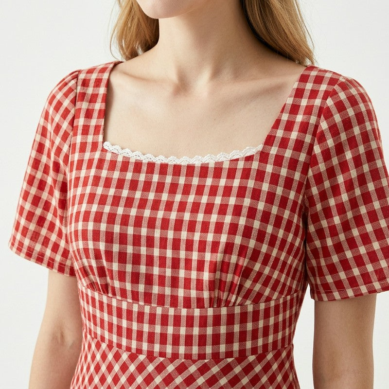 Vintage Maxikleid aus Gingham-Spitze - image 9