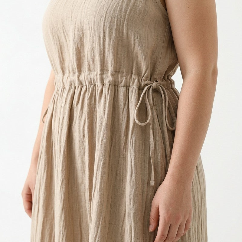 Ramie Lyocell Midikleid mit Kordelzug - image 9
