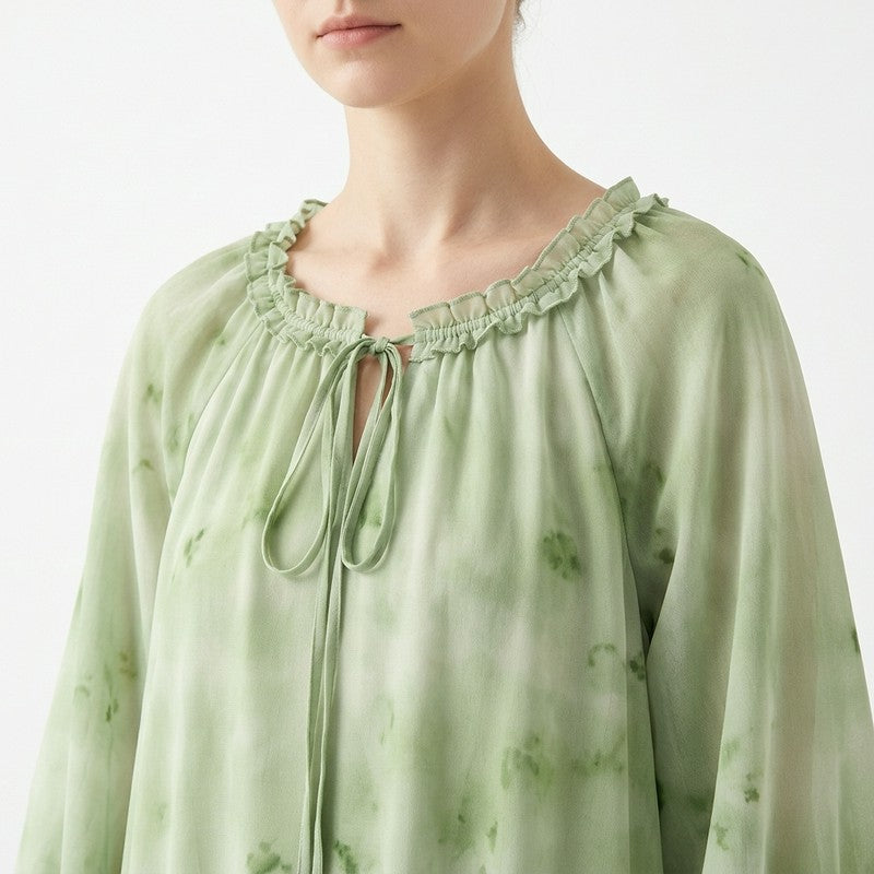 Romantisches Maxikleid mit Rüschen und Bindekragen - image 7