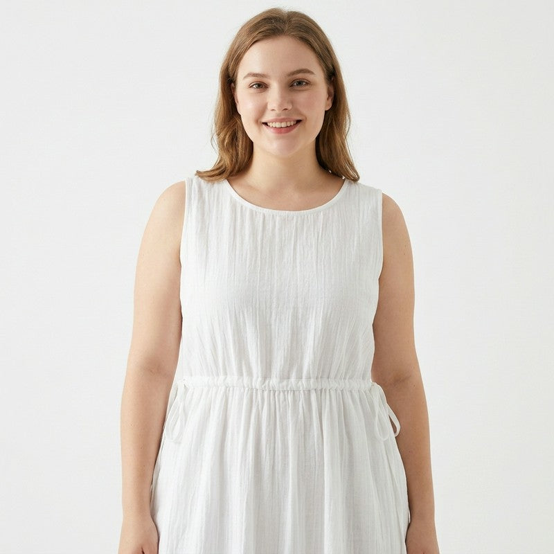 Ramie Lyocell Midikleid mit Kordelzug - image 3