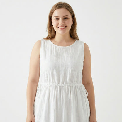 Ramie Lyocell Midikleid mit Kordelzug - image 3