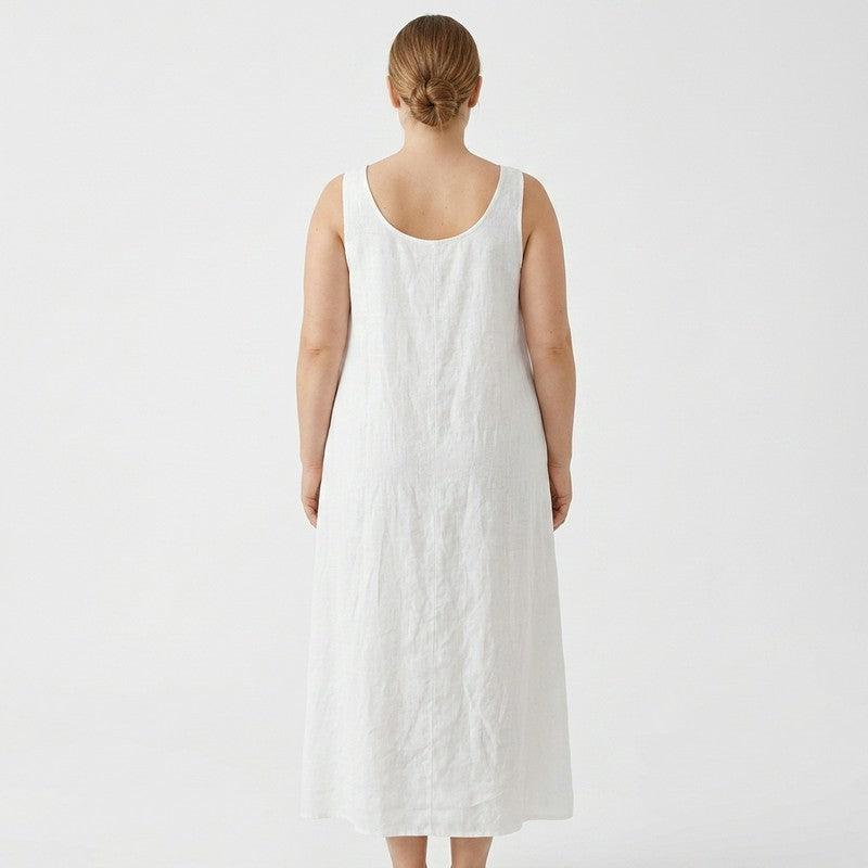 Lässiges ärmelloses Baumwoll-Midikleid - image 7