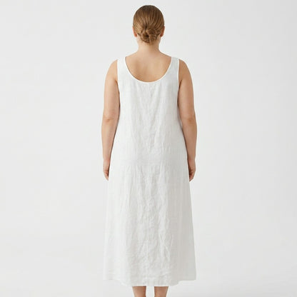 Lässiges ärmelloses Baumwoll-Midikleid - image 7