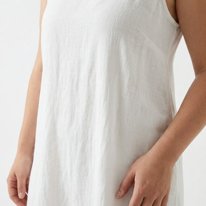 Lässiges ärmelloses Baumwoll-Midikleid - image 9