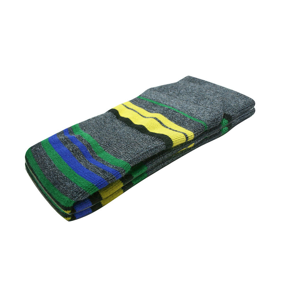 Dunkelgrüne gestreifte, kniehohe, gepolsterte Socken - image 5