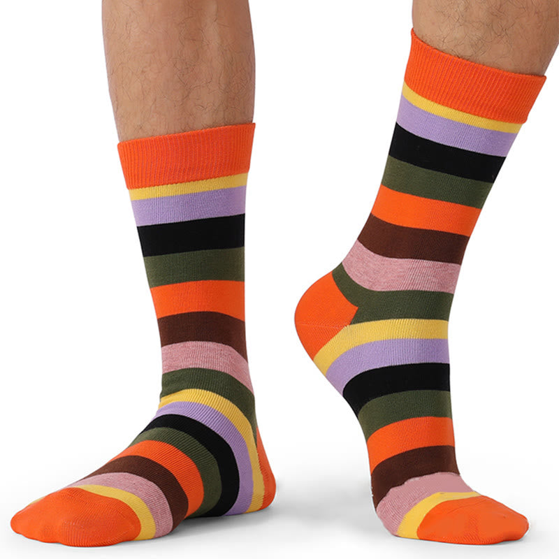 Bunt gestreifte Crew-Socken aus Baumwolle (5 Paar)