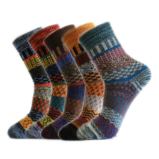 Dicke Wollviertelsocken in Übergröße (5 Paar) - Mehrfarbig - EU38-44 (US5-10) - image 0