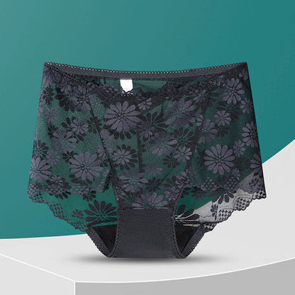 Hochgeschnittene Höschen mit Blumenmuster und Spitze (5 Paar) - Schwarz - 4XL - image 13