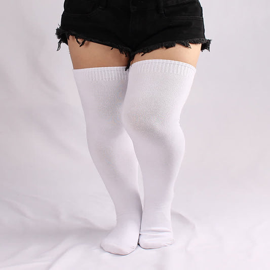 Weiße, halterlose Baumwollsocken in Übergröße