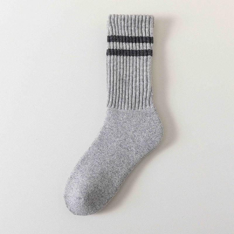 Gestreifte warme Wollsocken in Übergröße (5 Paar) - Hellgrau - EU36-44 (US3-10) - image 8