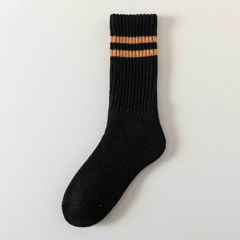 Gestreifte, warme Wollsocken (5 Paar) - Schwarz - EU36-44 (US3-10) - image 7