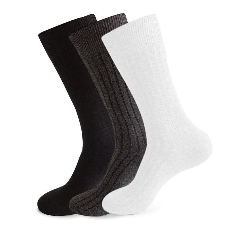 Socken mit einfarbigen Streifen (3 Paar) - Schwarz & Dunkelgrau & Weiß - EU46-50 (US12-15) - image 2