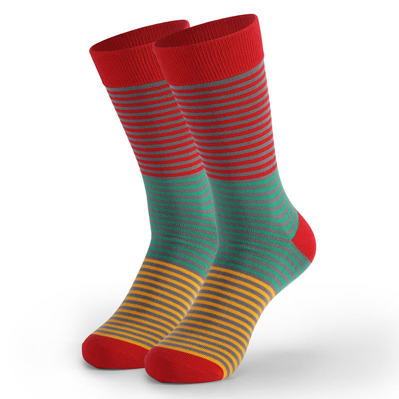 Vintage bunt gestreifte Crew-Socken (5 Paar)