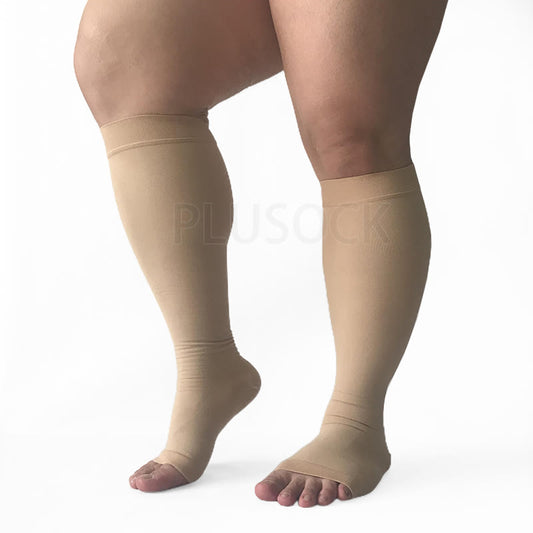 Kompressionsstrümpfe in Übergröße, breite Wade, offene Zehenpartie - Haut - 7XL - image 0