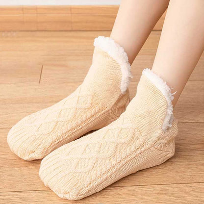 Warme Hausschuhesocken aus Lammwolle in Übergröße (2 Paar) - Aprikose - L - image 6