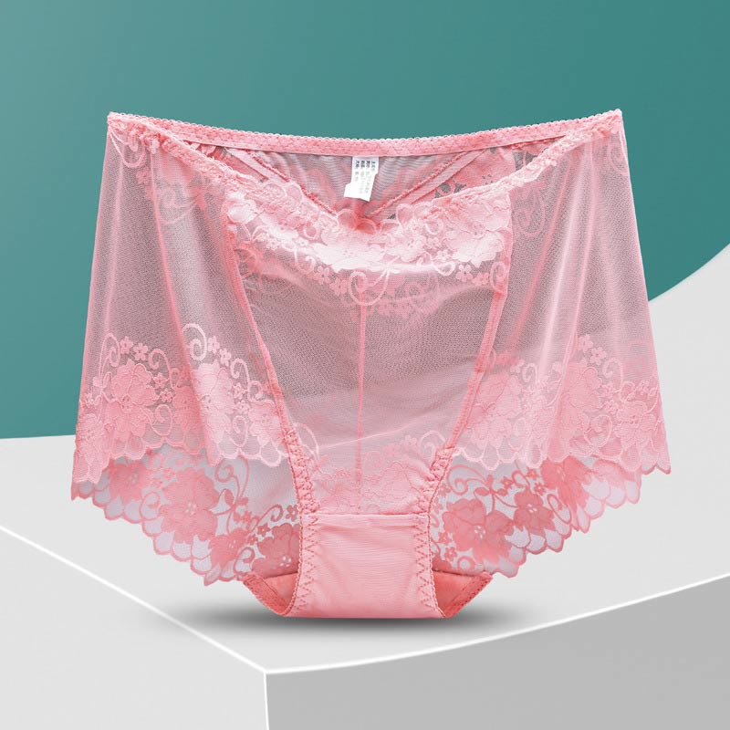 Hochgeschnittene Höschen mit Lochspitze (5 Paar) - Rosa - 4XL - image 15