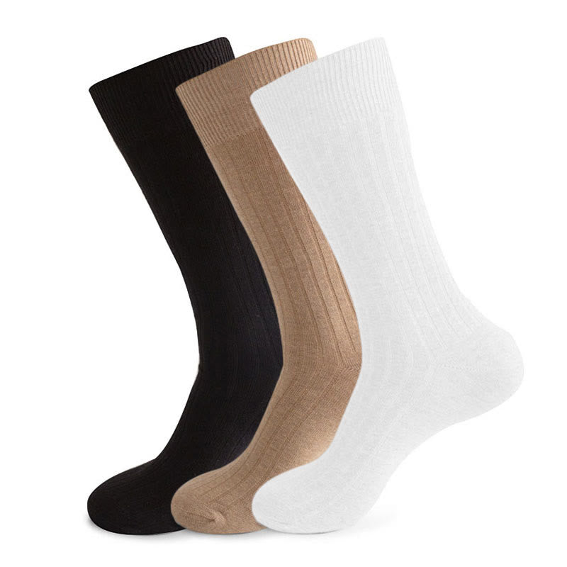Socken mit einfarbigen Streifen (3 Paar) - Schwarz & Khaki & Weiß - EU46-50 (US12-15) - image 1