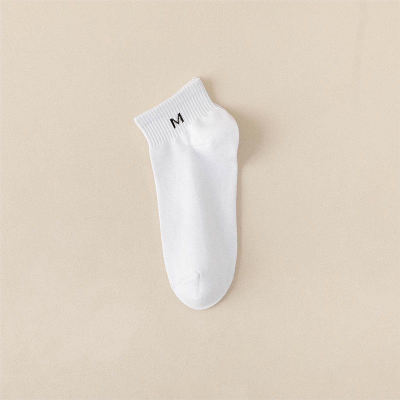 Knöchelsocken aus einfarbiger Baumwolle (5 Paar) - EU44-50 (US10-15) - Weiß - image 3
