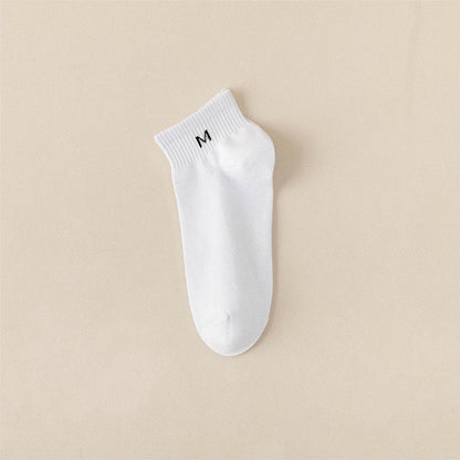 Knöchelsocken aus einfarbiger Baumwolle (5 Paar) - EU44-50 (US10-15) - Weiß - image 3