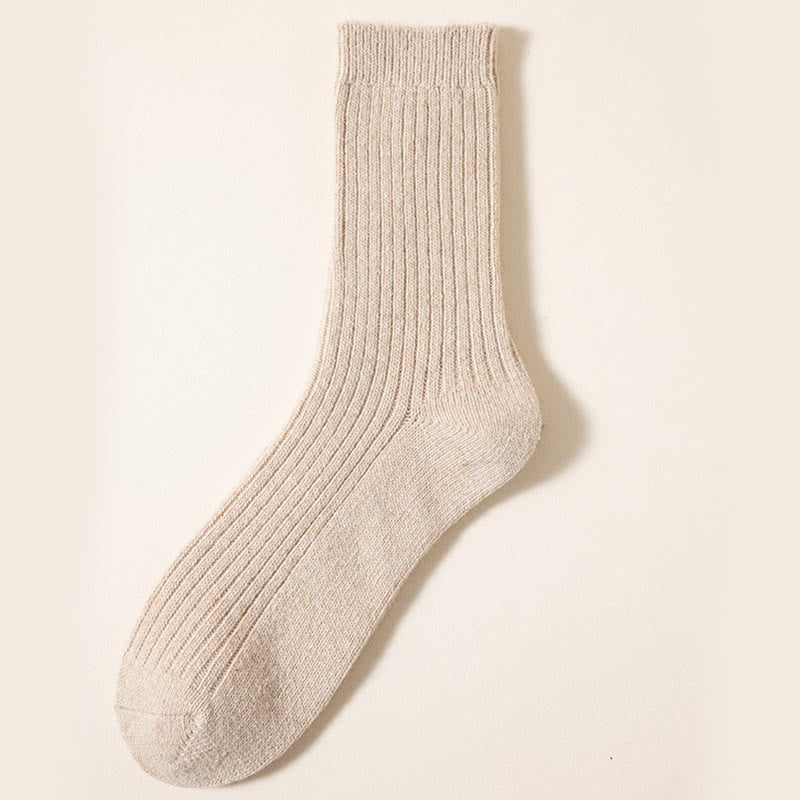 Plus Size Uni Color Warm Quarter Socks(6 Pairs) - Khaki - EU39-46 (US6-12) - image 9