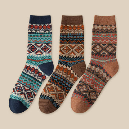 Retro-Socken mit atmungsaktivem Material (3 Paar) - Marineblau + Braun + Kaffee - EU39-46 (US6-12) - image 11