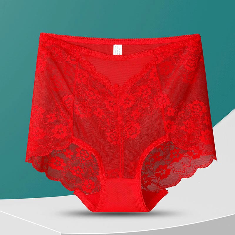 Hochgeschnittene Slips mit Blumenmuster (5 Paar) - Rot - 3XL - image 15
