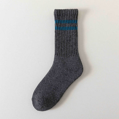 Gestreifte, warme Wollsocken (5 Paar) - Dunkelgrau - EU36-44 (US3-10) - image 5