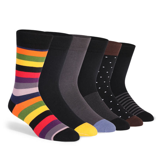 Crew-Socken mit farbigen Streifen in Übergröße (6 Paar)
