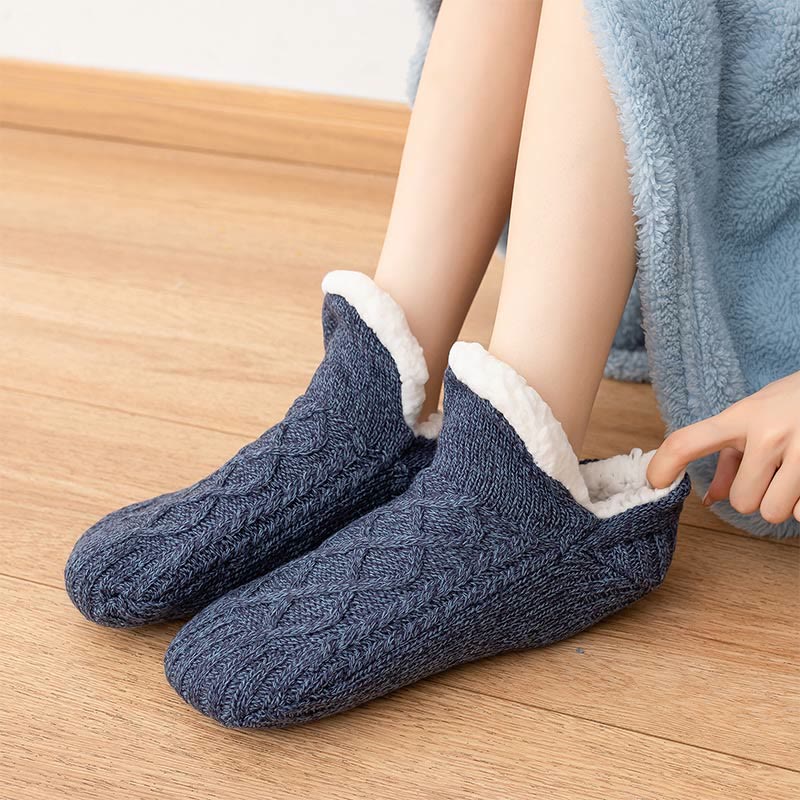 Warme Hausschuhesocken aus Lammwolle in Übergröße (2 Paar) - Marineblau - L - image 8